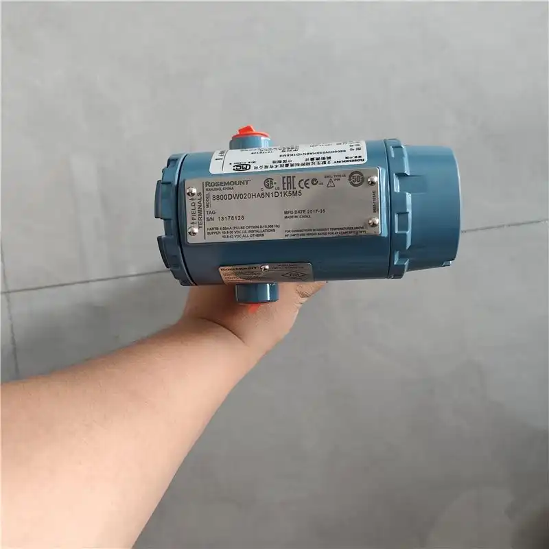 Rosemount 8800 wafer vortex flow meter nameplate detail